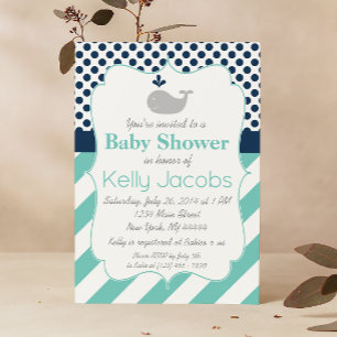 Blue Whale Baby Shower Invitation