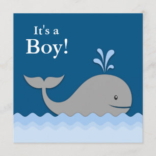 Blue Whale Baby Shower Invitation