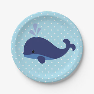 Blue Whale Baby Shower Paper Plates