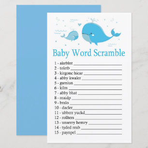 Blue Whale Baby word scramble game