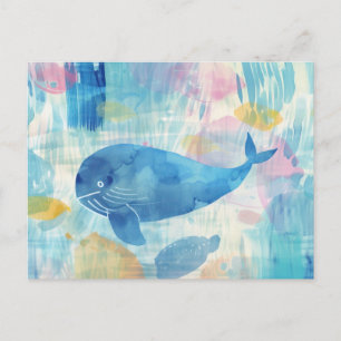 Blue whale background  postcard