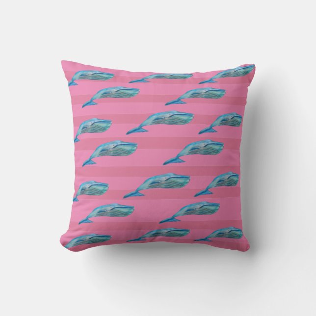 Blue whale big fish ocean life  cushion (Front)