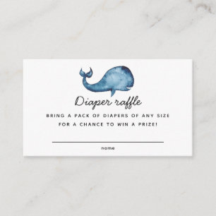 Blue whale boy. Baby Shower Diaper Raffle ticket Enclosure Card