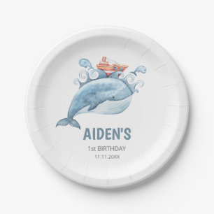 Blue Whale Boy Birthday Party Paper Plate