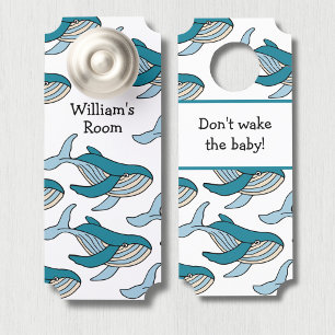 Blue Whale Boys Nursery Personalised Door Hanger