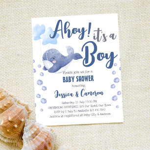  Blue whale budget baby shower it's a boy invite