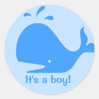 Blue whale cartoon small stickers for baby showers
