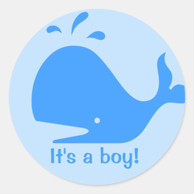 Blue whale cartoon small stickers for baby showers (Front)