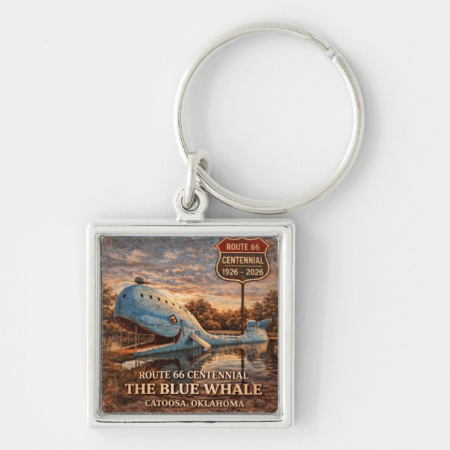 Blue Whale Catoosa Route 66 Keepsake Gift Key Ring (Front)