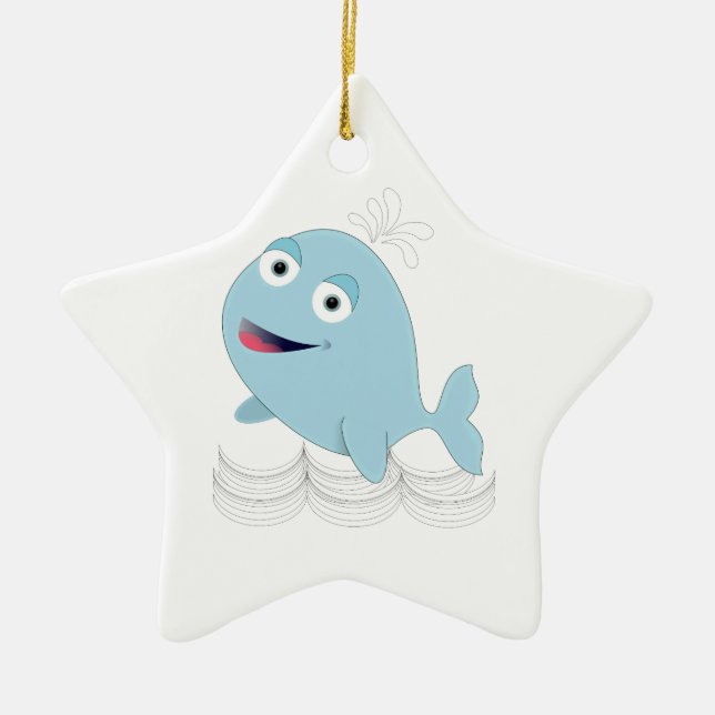 Blue Whale Ceramic Tree Decoration (Front)