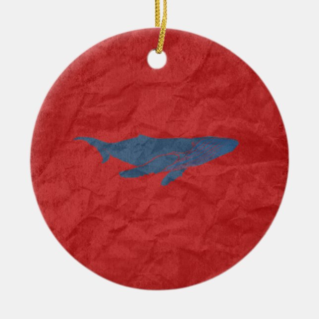 Blue Whale Ceramic Tree Decoration (Front)