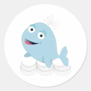 Blue Whale Classic Round Sticker