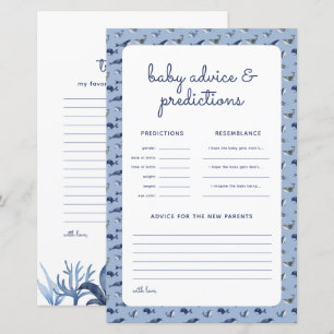 Blue Whale Coral Baby Shower Predictions Game