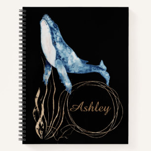 Blue Whale Custom Name Notebook