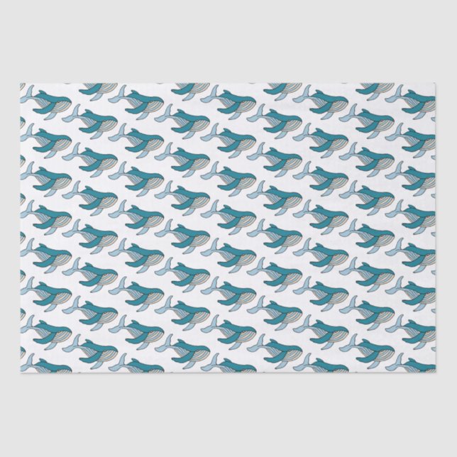 Blue Whale cute kids pattern Tissue Paper (Front)
