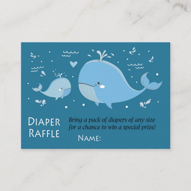 Blue Whale Diaper Raffle Tickets (Front)