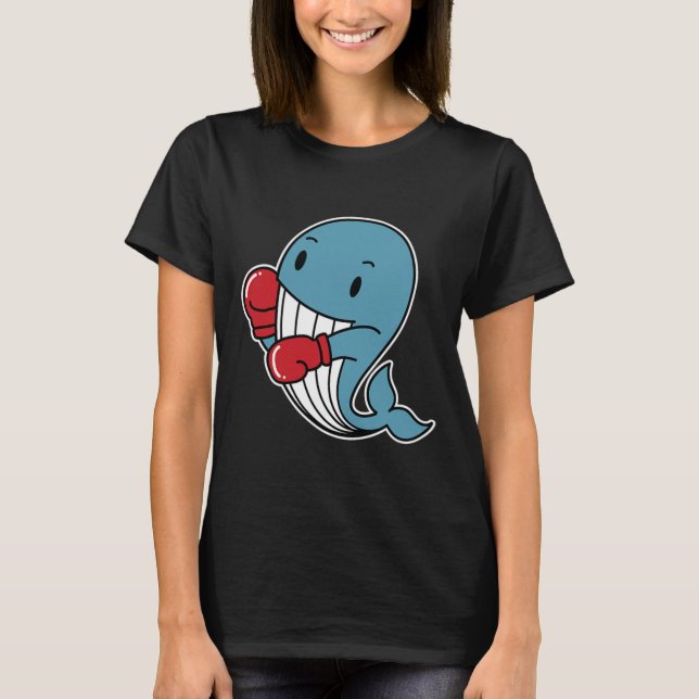 Blue Whale Does Boxing  T-Shirt (Front)