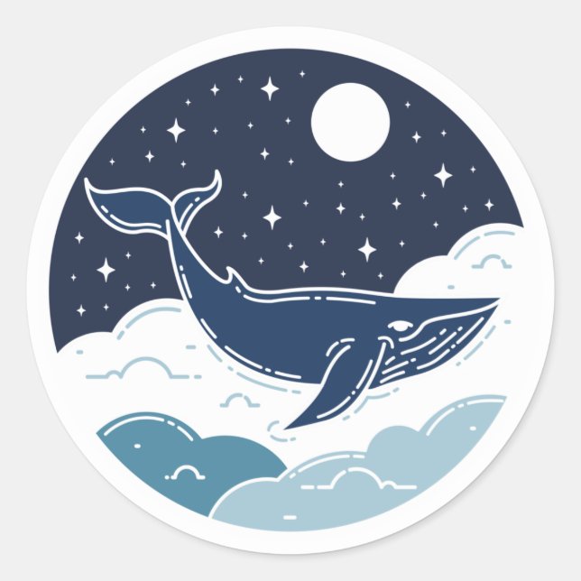 Blue Whale Dream Classic Round Sticker (Front)