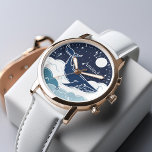 Blue Whale Dream Customised Watch<br><div class="desc">Whimsical illustration of a blue whale floating above the clouds under a blue sky.</div>