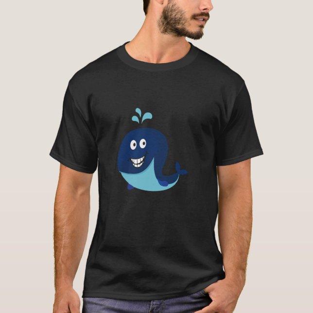Blue Whale Emoji T-Shirt Ocean Sea Water Dolphin B (Front)