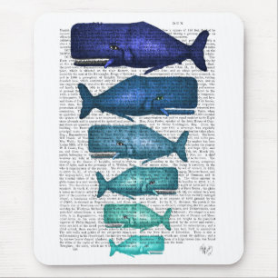 Blue Whale Family Mouse Mat