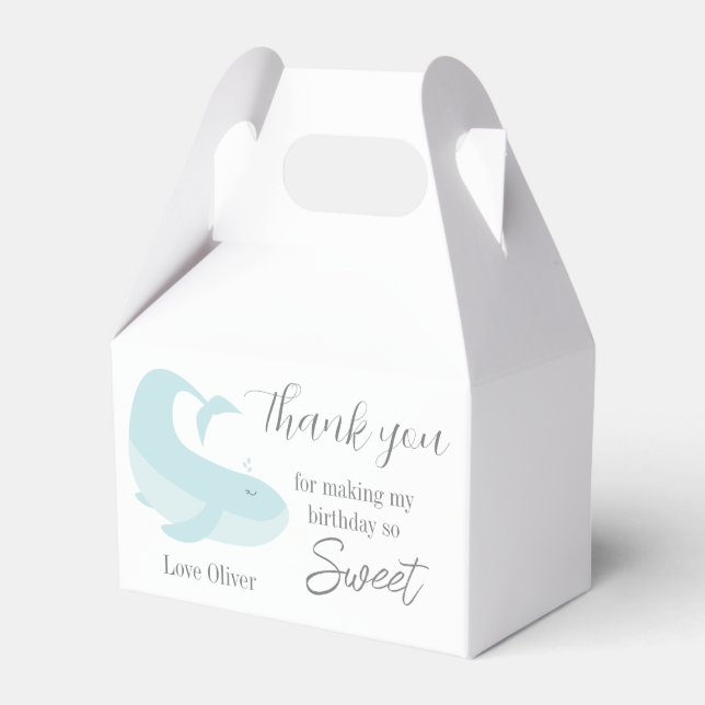 Blue Whale Green Pastel Birthday party Thank you Favour Box (Front Side)