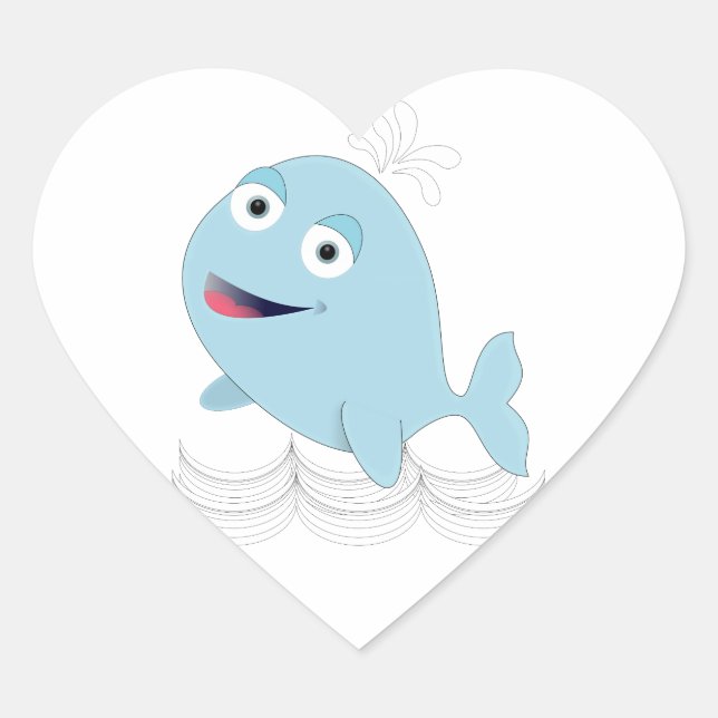Blue Whale Heart Sticker (Front)