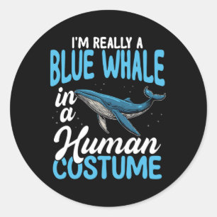 Blue Whale In Human Costume Funny Classic Round Sticker