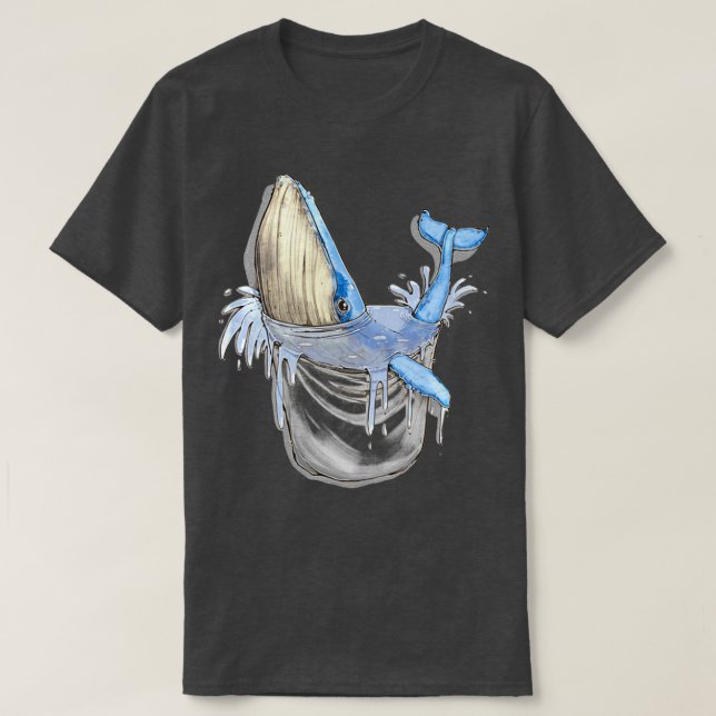 Blue whale in the bag by derholle T-Shirt (Design Front)