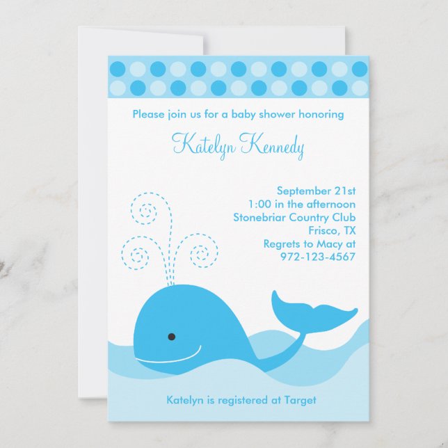 Blue Whale Invitations (Front)