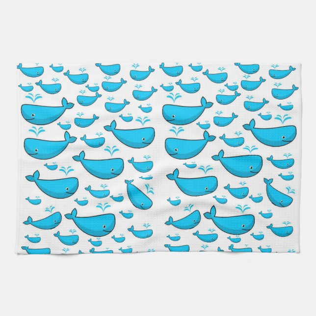 blue whale kitchen hand towel (Horizontal)