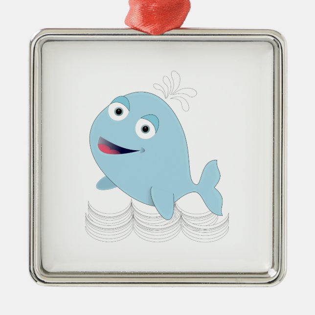 Blue Whale Metal Tree Decoration (Front)