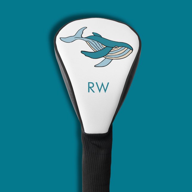 Blue Whale Monogram  Golf Head Cover (Blue whale golf head cover)