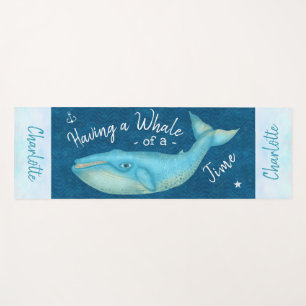 Blue Whale Nautical Beach Time Personalised Ocean Yoga Mat