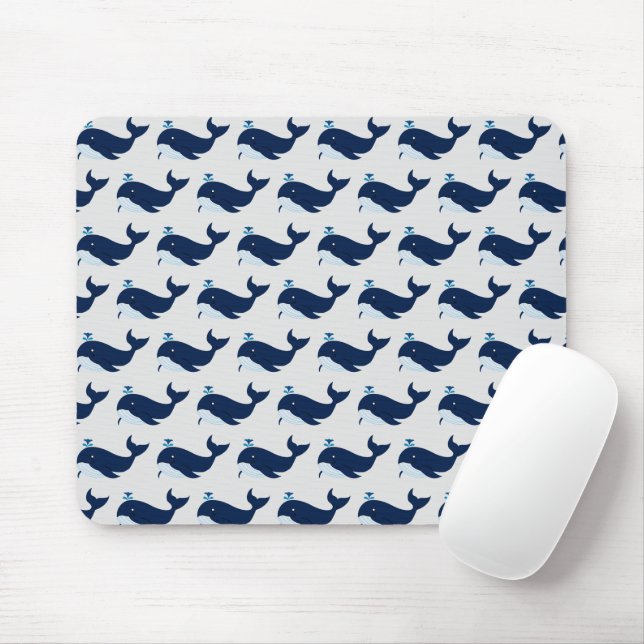 Blue Whale, Nautical Mouse Mat (With Mouse)