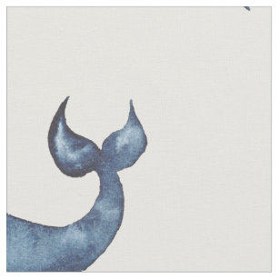 Blue whale. Nautical navy pattern. Sea animal Fabric