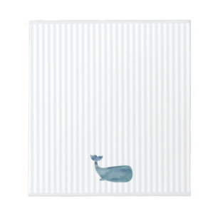 Blue Whale Nautical Stripe Notepad