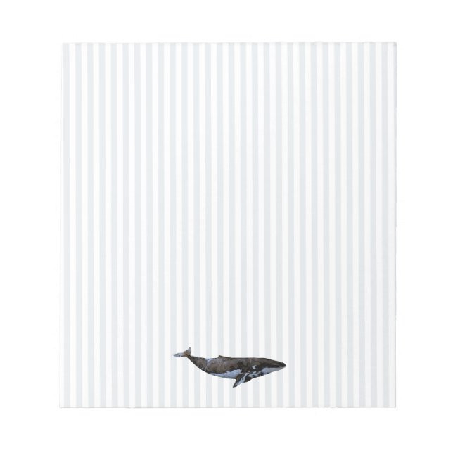 Blue Whale Nautical Stripe Notepad (Front)