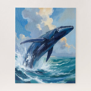 Blue Whale Ocean Animal Painting Jigsaw Puzzle