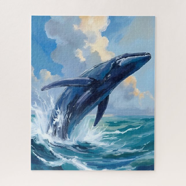 Blue Whale Ocean Animal Painting Jigsaw Puzzle (Vertical)