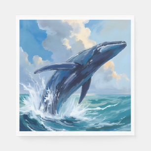 Blue Whale Ocean Animal Painting Napkin