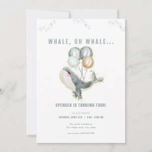 Blue Whale Oh Whale Birthday Invitation 