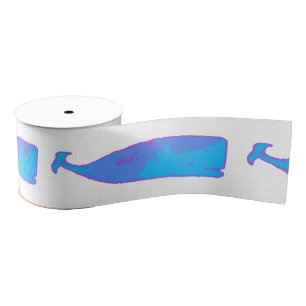 blue whale on any colour grosgrain ribbon