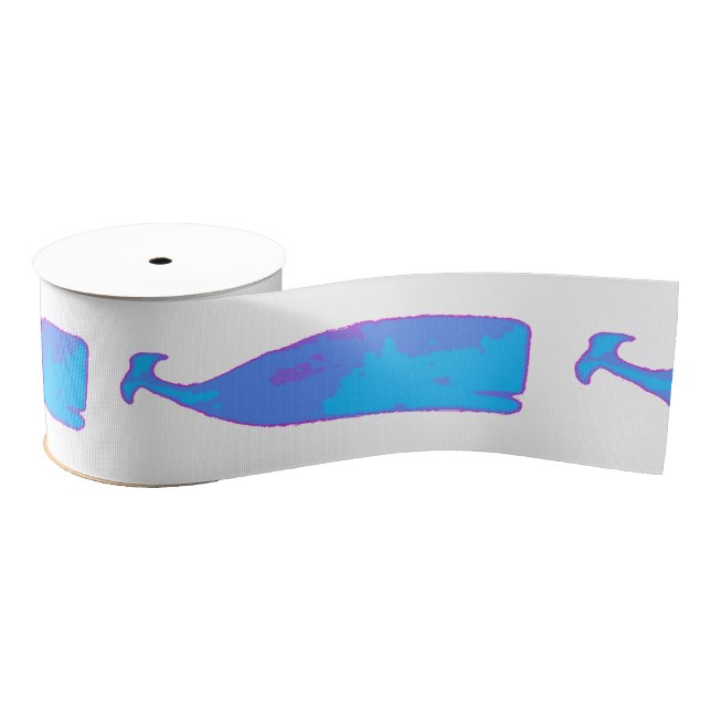 blue whale on any colour grosgrain ribbon (Spool)