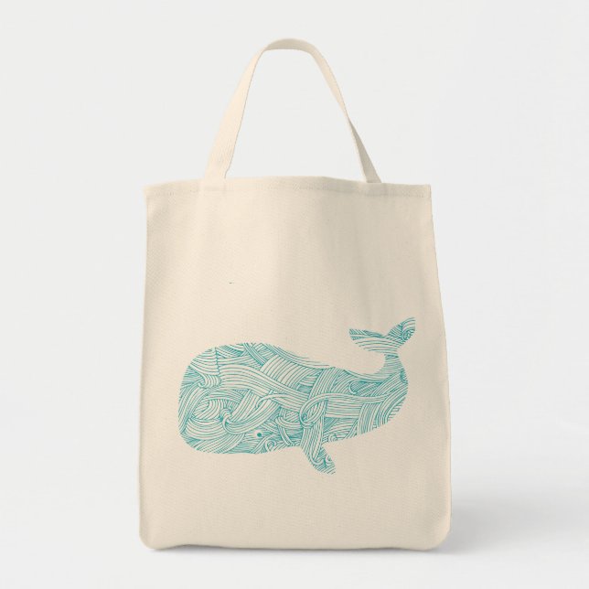 Blue Whale Organic Grocery Tote Bag (Front)