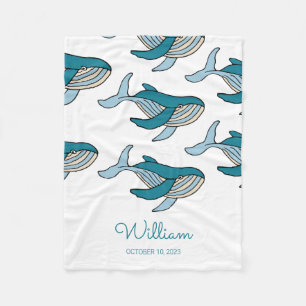 Blue Whale Pattern Baby  Fleece Blanket