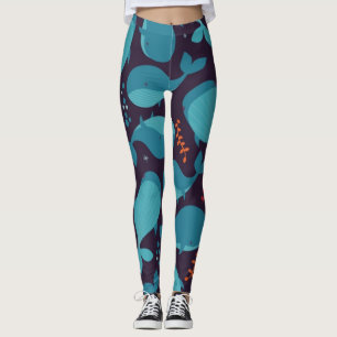 Blue Whale Pattern Leggings