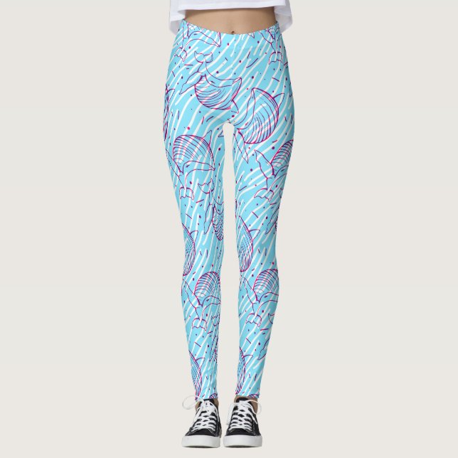 Blue Whale Pattern Leggings (Front)