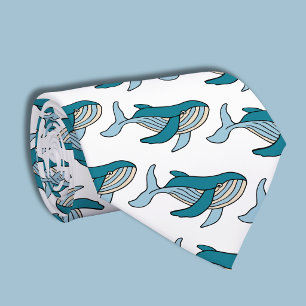 Blue Whale Pattern Tie