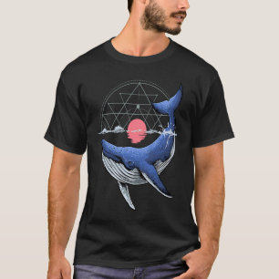 Blue Whale Sacred Geometry Animal Conservation T-Shirt